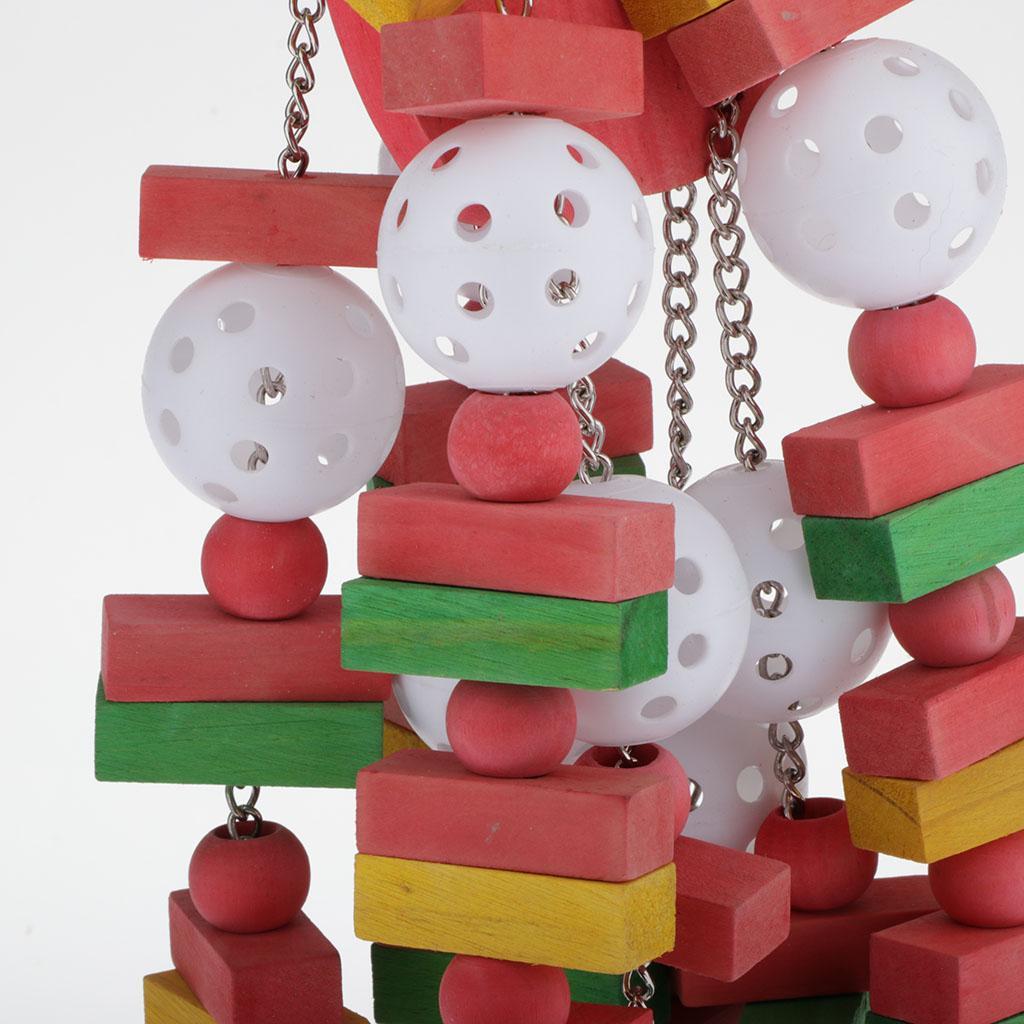 Bird Toys Cage Hanging Accessories Wooden Blocks Toys for Small Parrot Birds