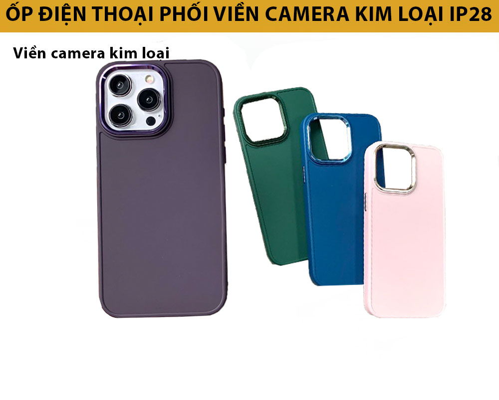 Ốp Điện Thoại màu trang nhã phối viền camera kim loại P28 KOLEAD Cho iPh 14 Pro Max plus 13 12 11 Pro Max - Hàng chính hãng