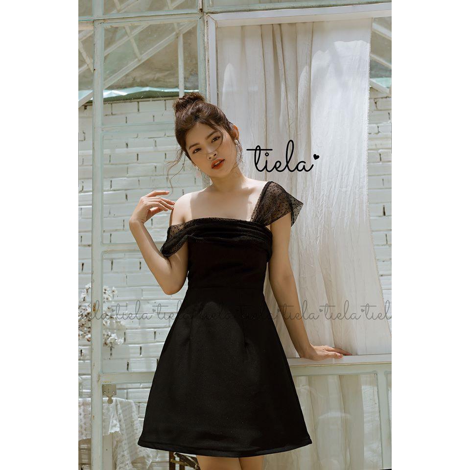 Váy lệch vai-Angela dress - Trắng, Đen