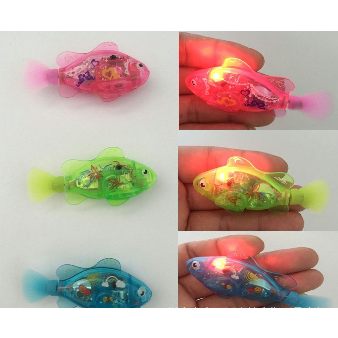 đồ chơi cá bơi điện tử trẻ em, robot cá thú cưng, cá bơi điện cảm ứng dưới nước, màu ngẫu nhiên, có đèn