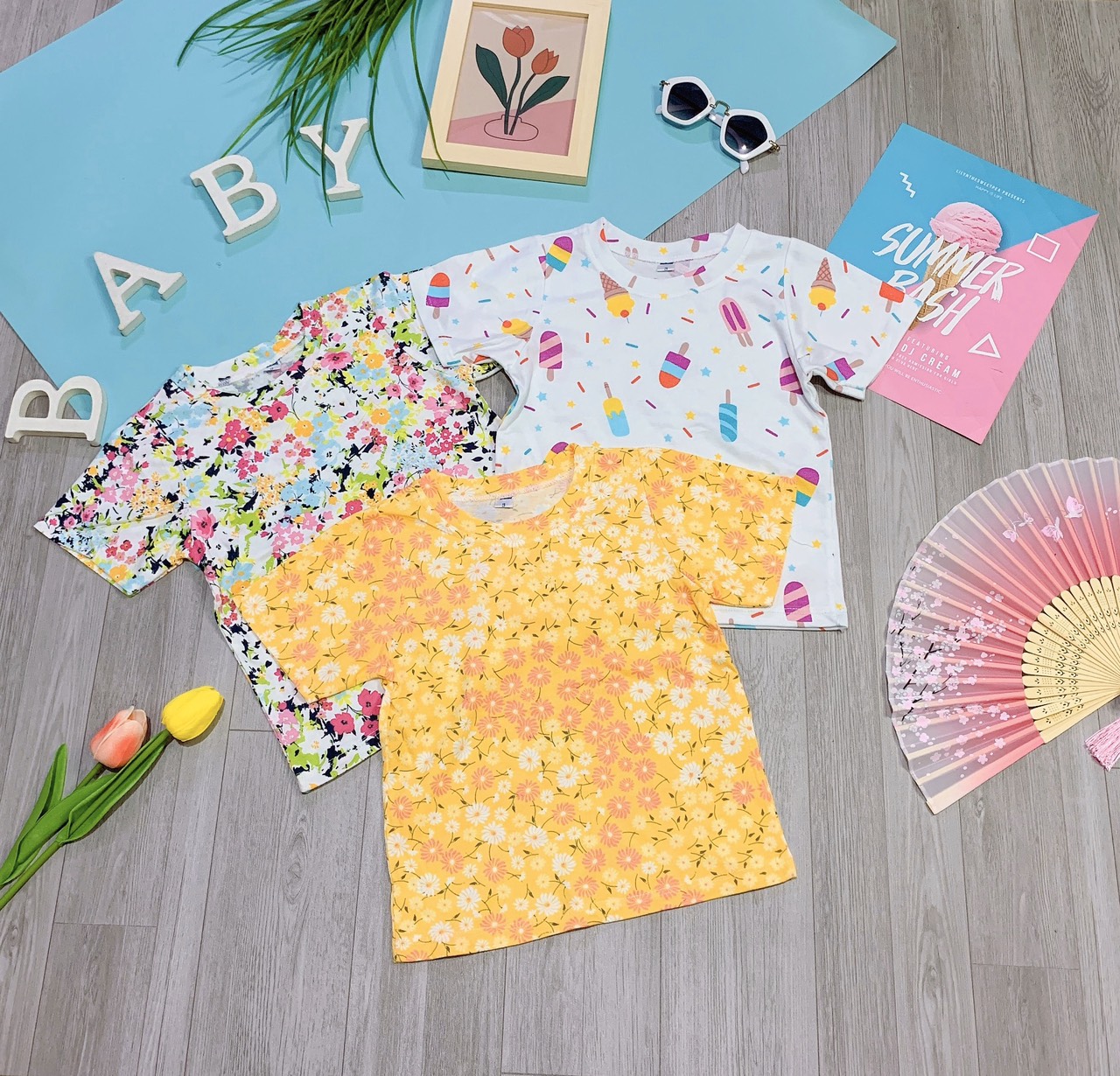 Áo Bé Gái Combo 3c cotton xuất mềm mát co giãn 8-28kg