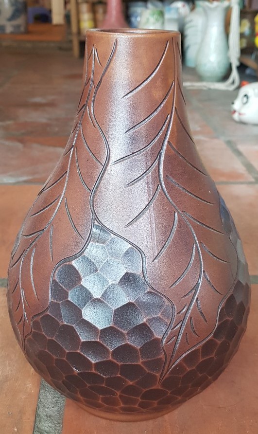 Bình hoa nâu, bình hút tài lộc, cao 31cm, trang trí nhà cửa, quà tặng tân gia, sinh nhật, gốm Bát Tràng. Giao từ HCM