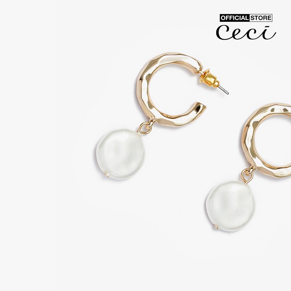 CECI - Khuyên tai nữ khoen tròn hở phối hạt dẹp thả nữ tính CC1-09000044-27