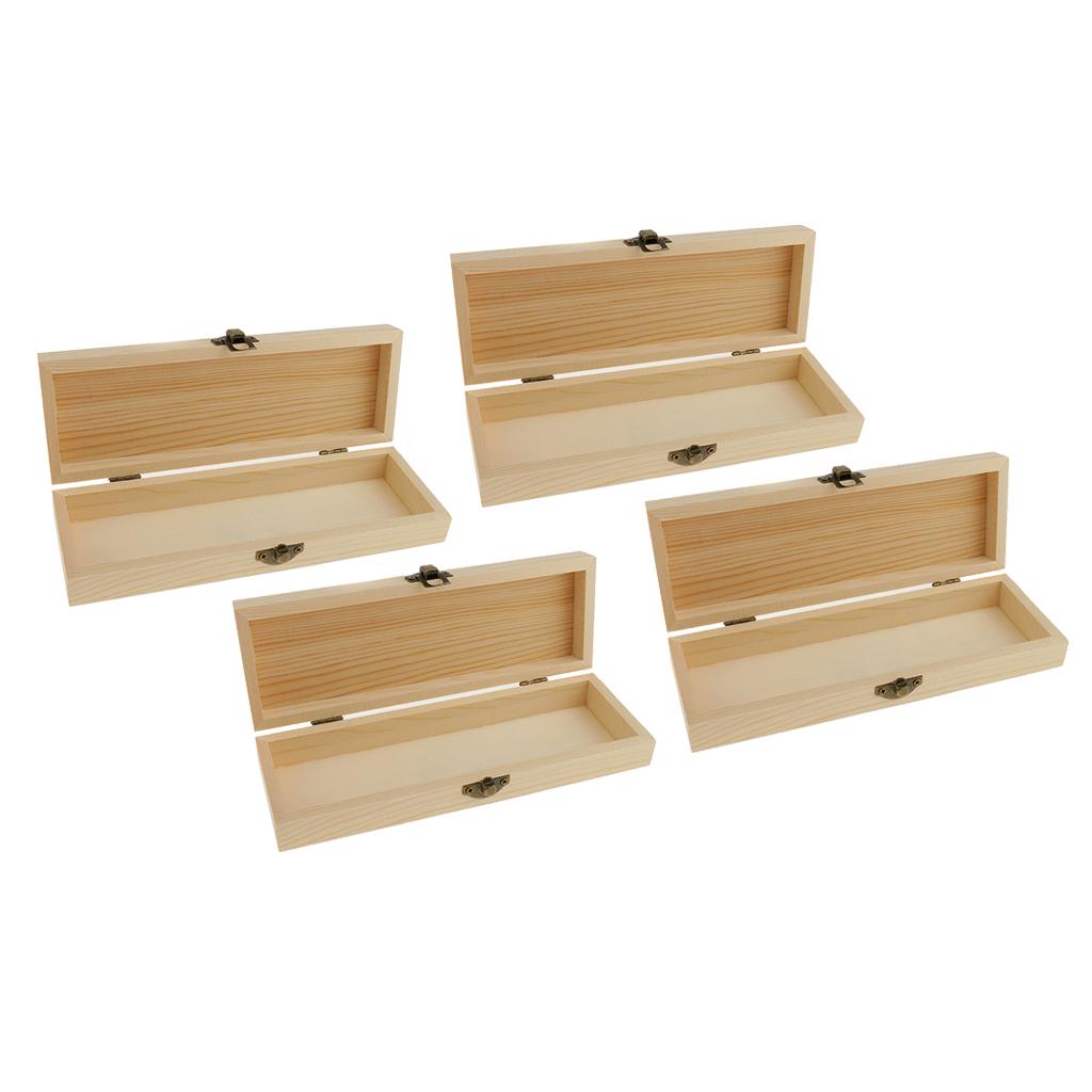 4 Pieces Jewelry Trinket Storage Box Wooden Organizer Gift Case Mini Chest