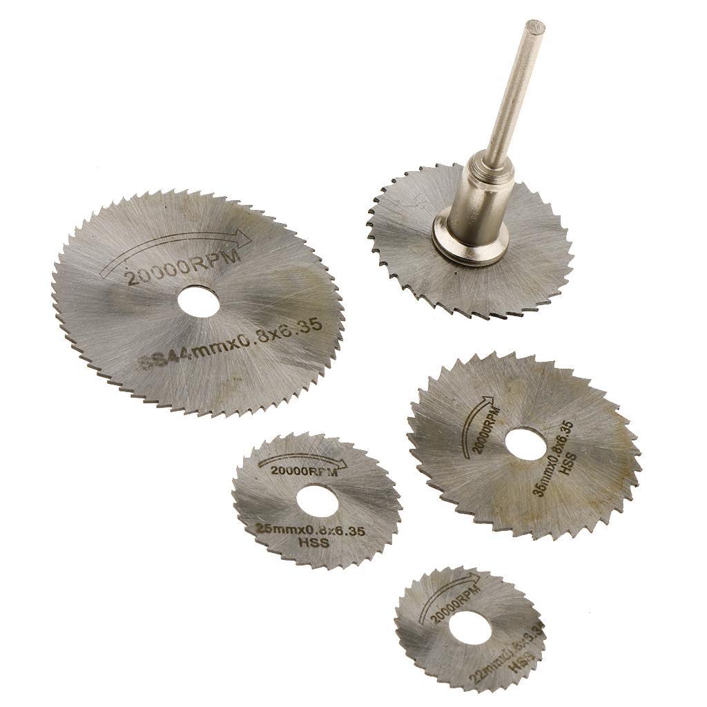 5 Pieces Wood HSS Cutting Discs Wheels 22mm-44mm 3.17mm Mandrel Rotary Tool