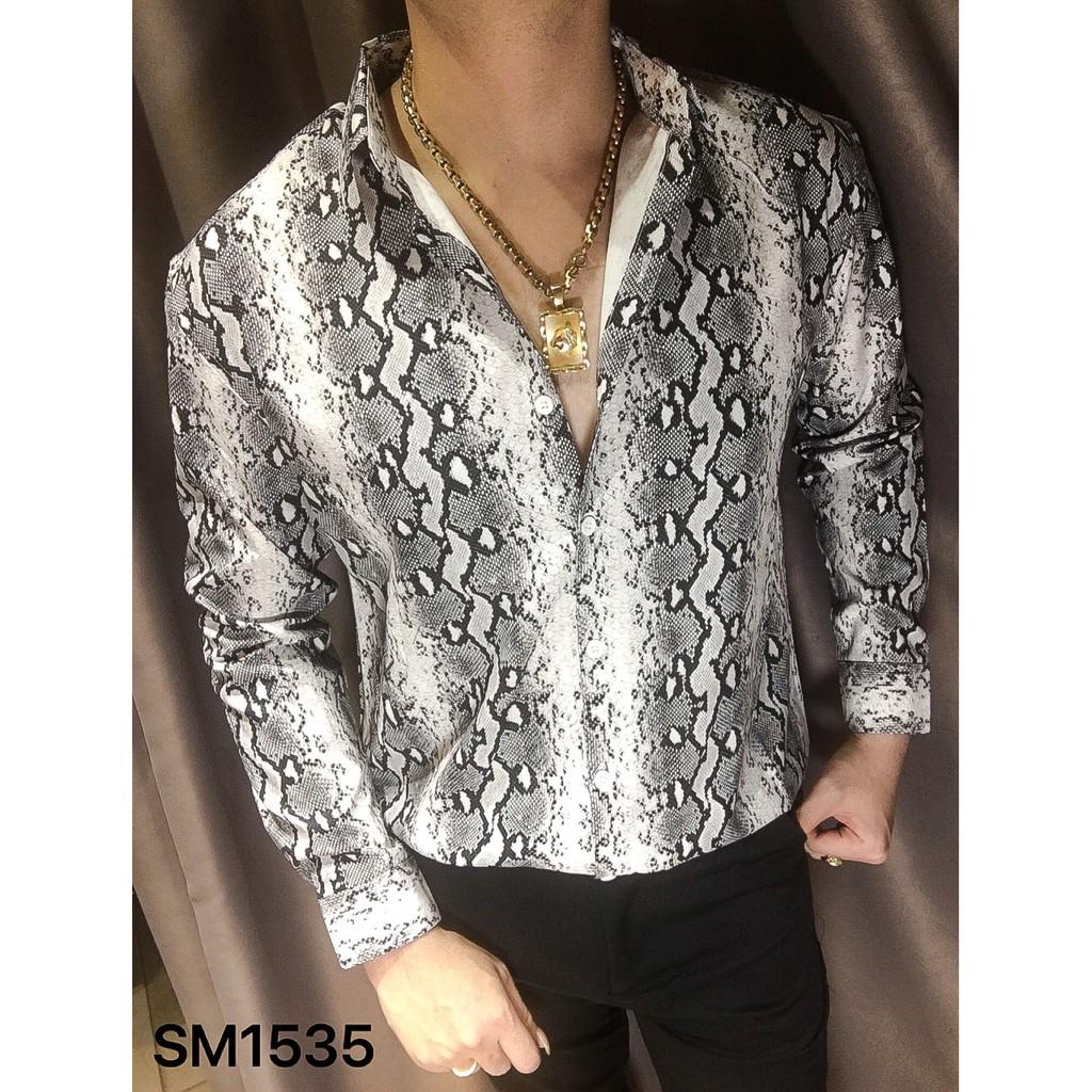 Áo sơ mi họa tiết da rắn SM1535 có size lớn dành cho người trên 80kg 90kg ,không nhăn,đường may 2 chiều