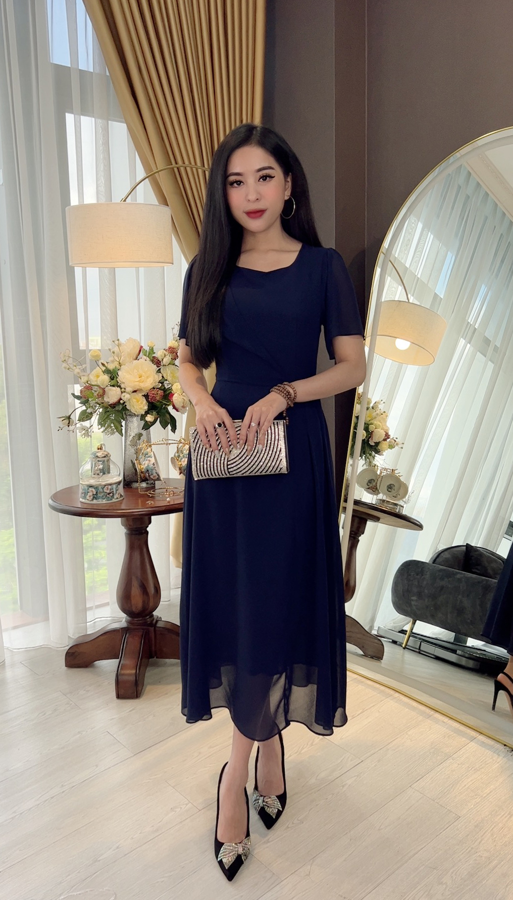 Đầm Trung Niên [ Linh Trà ] (TM 586) Bigsize Màu Sắc Trẻ Trung Tươi Sáng Họa Tiết Sang Trọng Đi Làm Đi Tiệc Cho Bà