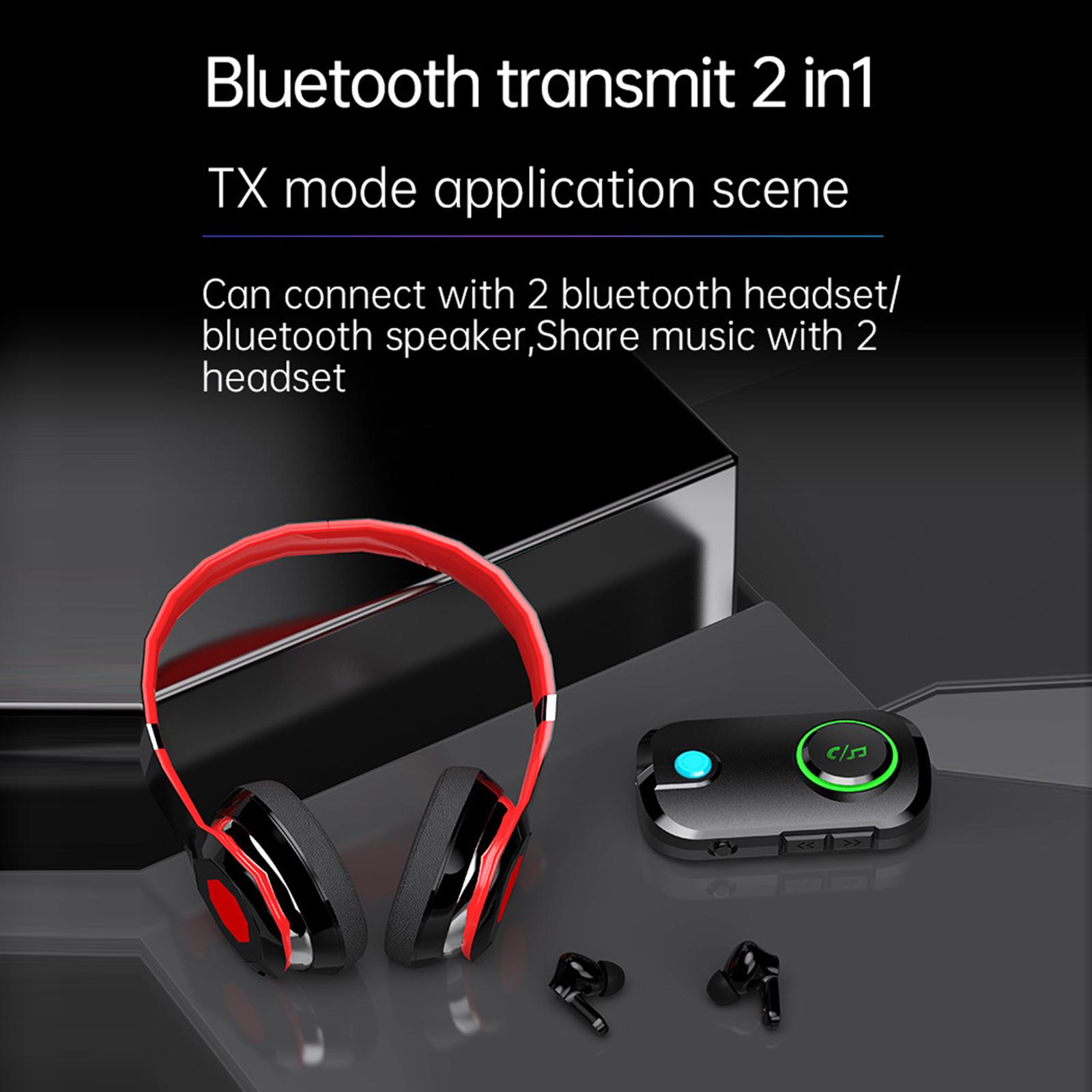 Bluetooth v5.0 Transmitter and Receiver, 2-in-1 Wireless Audio Transmitter Receiver, Stereo Audio Aux Bluetooth Dongle for PC