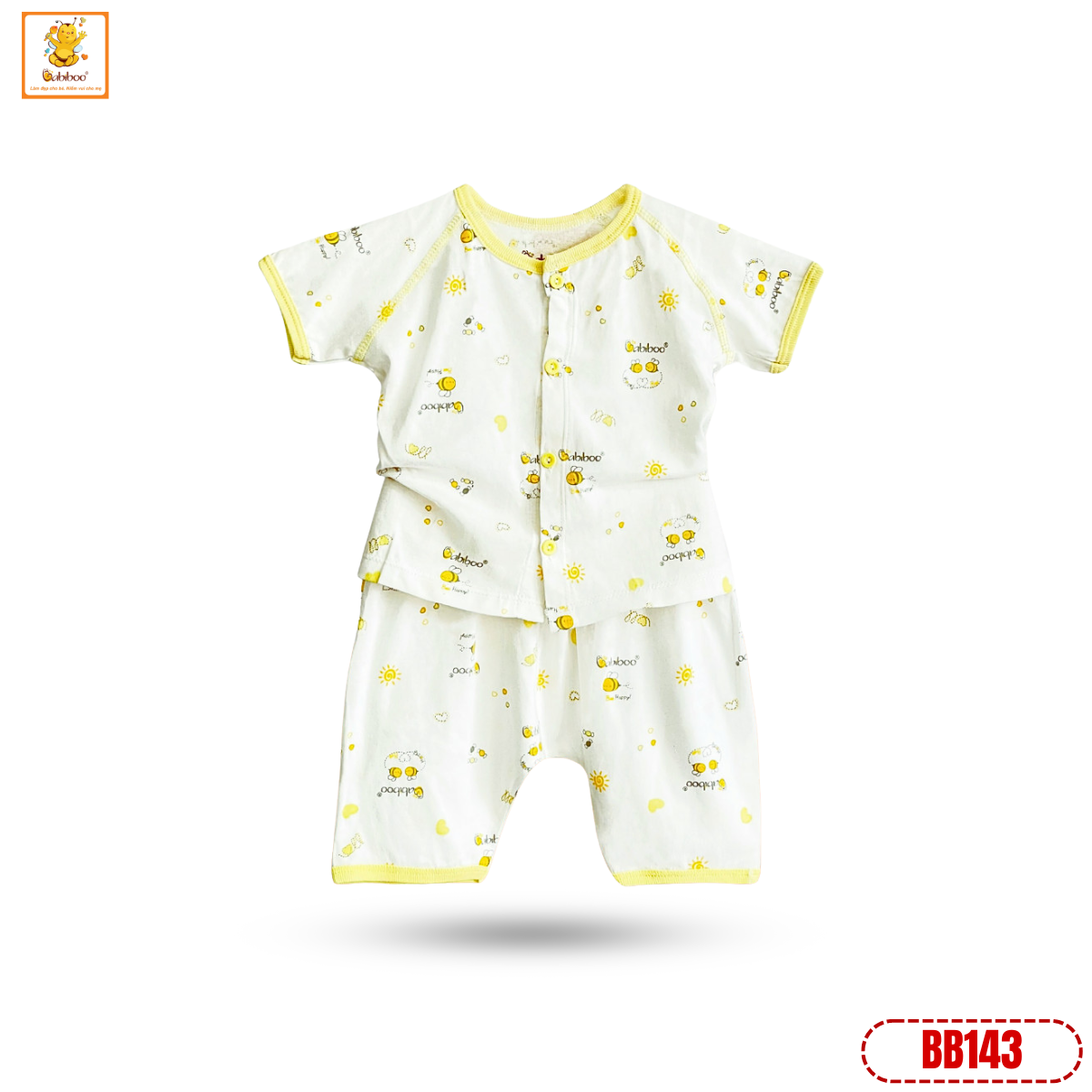 Đồ bộ bé gái Babiboo bộ sơ sinh vải cotton họa tiết xinh xắn mềm mịn- BB143