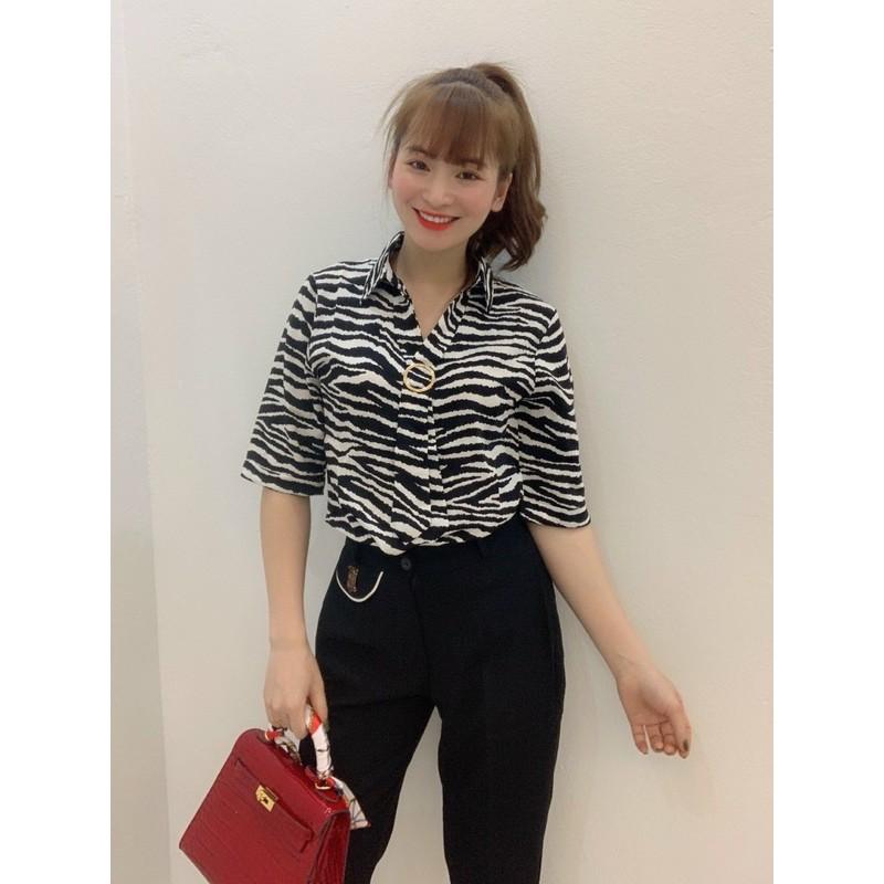 Áo sơ mi tay lỡ cổ cà vạt