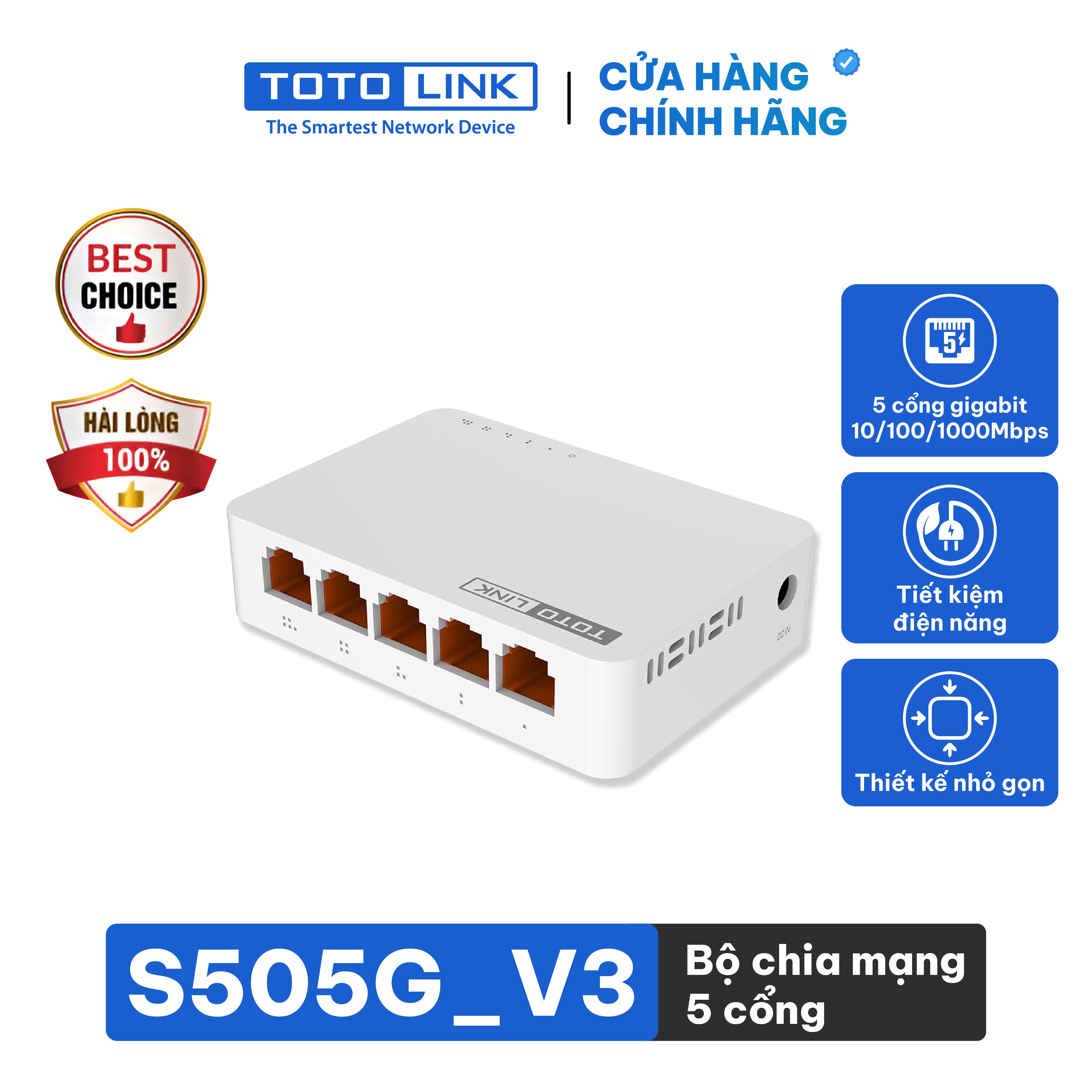 Bộ Chia Mạng 5 Cổng Gigabit Totolink S505G – Hàng Chính Hãng