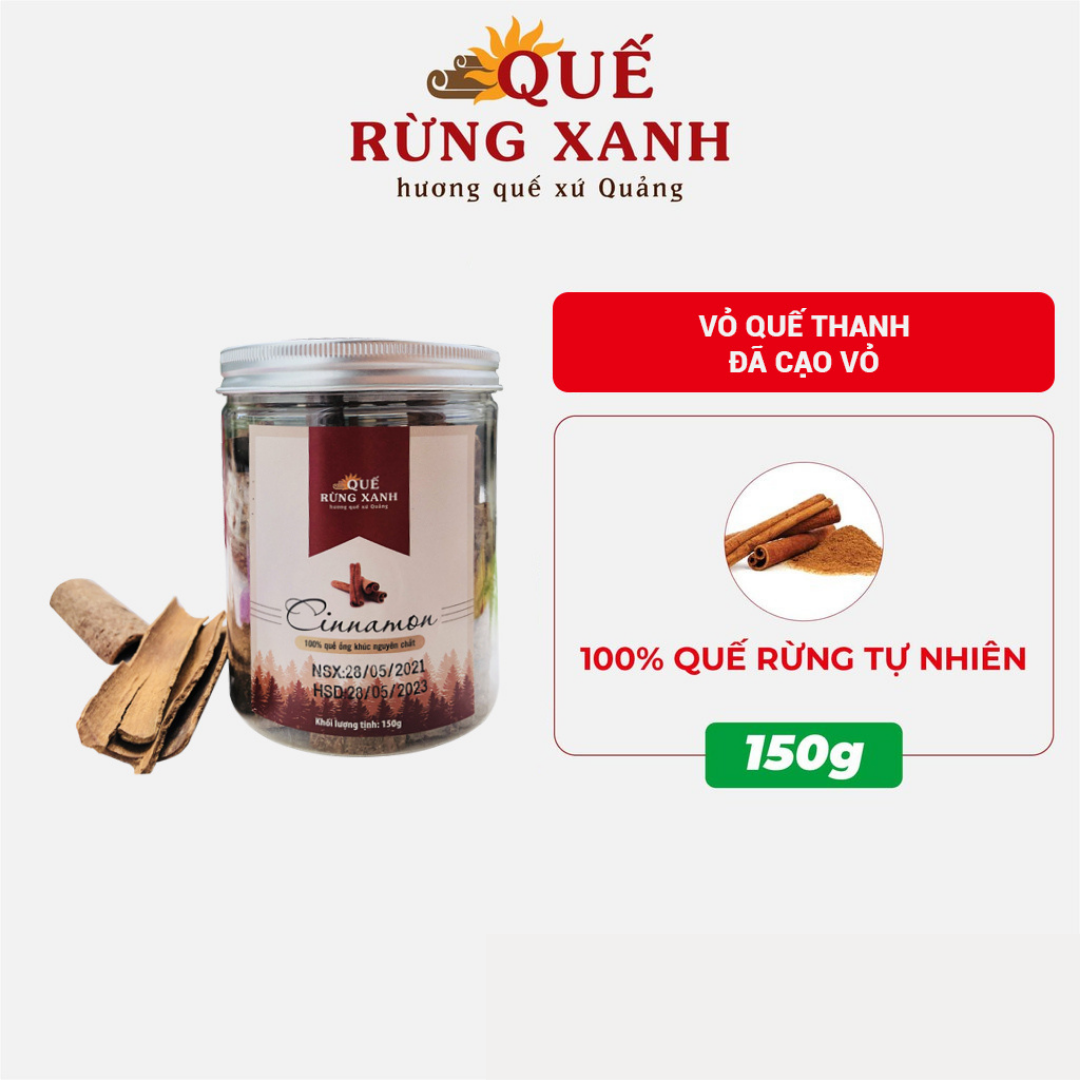 Vỏ quế thanh đã cạo vỏ nguyên chất 100%, nấu ăn, chống hôi miệng, ngăn ngừa các bệnh về tim 150g/hộp Quế Rừng Xanh - CHÍNH HÃNG