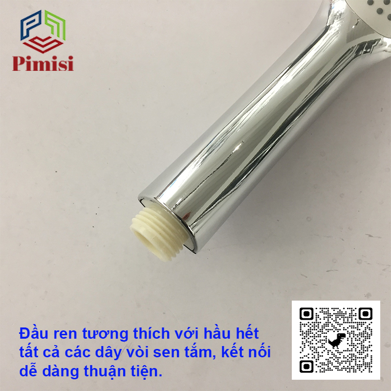 Bát sen tắm của vòi tắm hoa sen nóng lạnh Pimisi 1 chế độ với tay sen bằng nhựa cao cấp mạ xi Cr/Ni sáng bóng - đầu lỗ bát cao su massage tăng áp | Hàng chính hãng