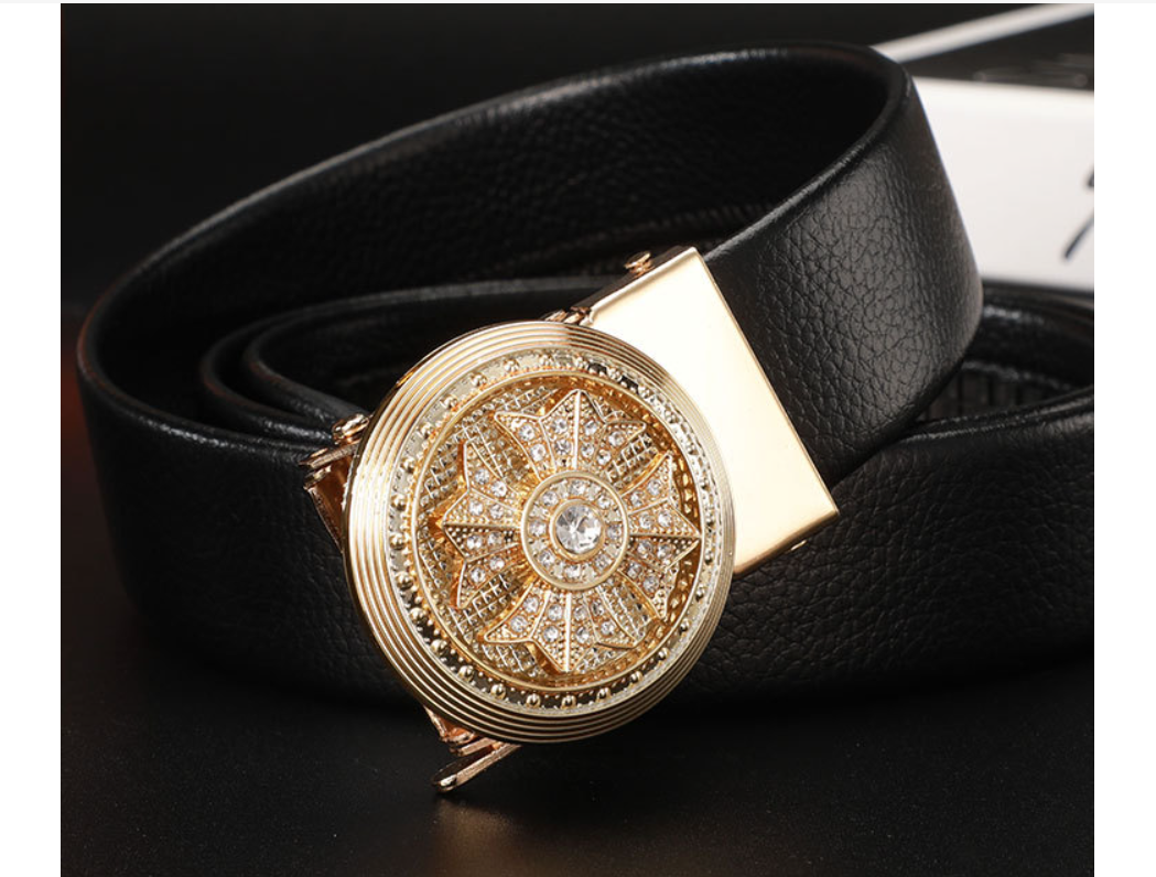 Thắt lưng da nam mặt khóa tự động và khóa xoay hợp kim cao cấp phong cách hàn quốc