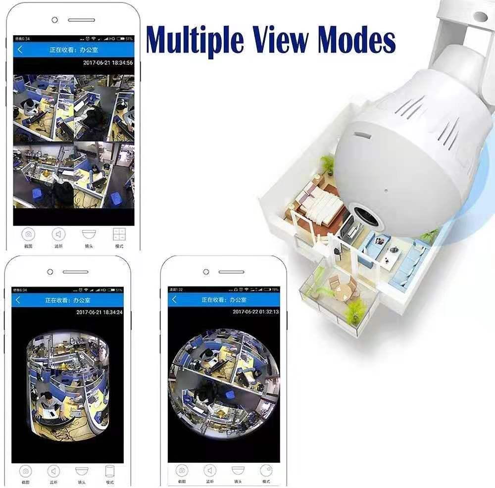 Ứng dụng 2MP/5MP 1080P v380 Liên lạc nội bộ hai chiều Chế độ xem toàn cảnh 360 độ Camera VR IP Báo động an ninh gia đình Bóng đèn Màn hình trẻ em Kích thước cảm biến: 2MP