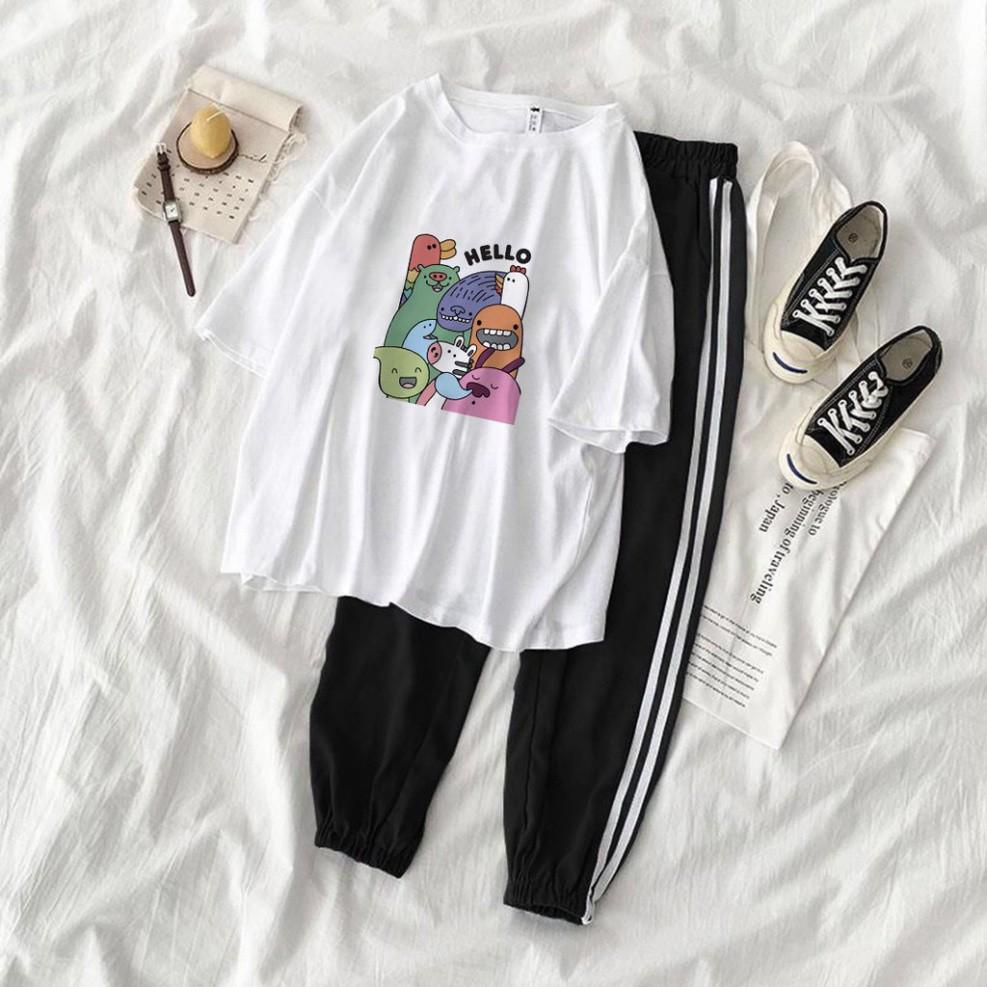 Bộ Jogger Line Phối Thun Unisex Hello S17