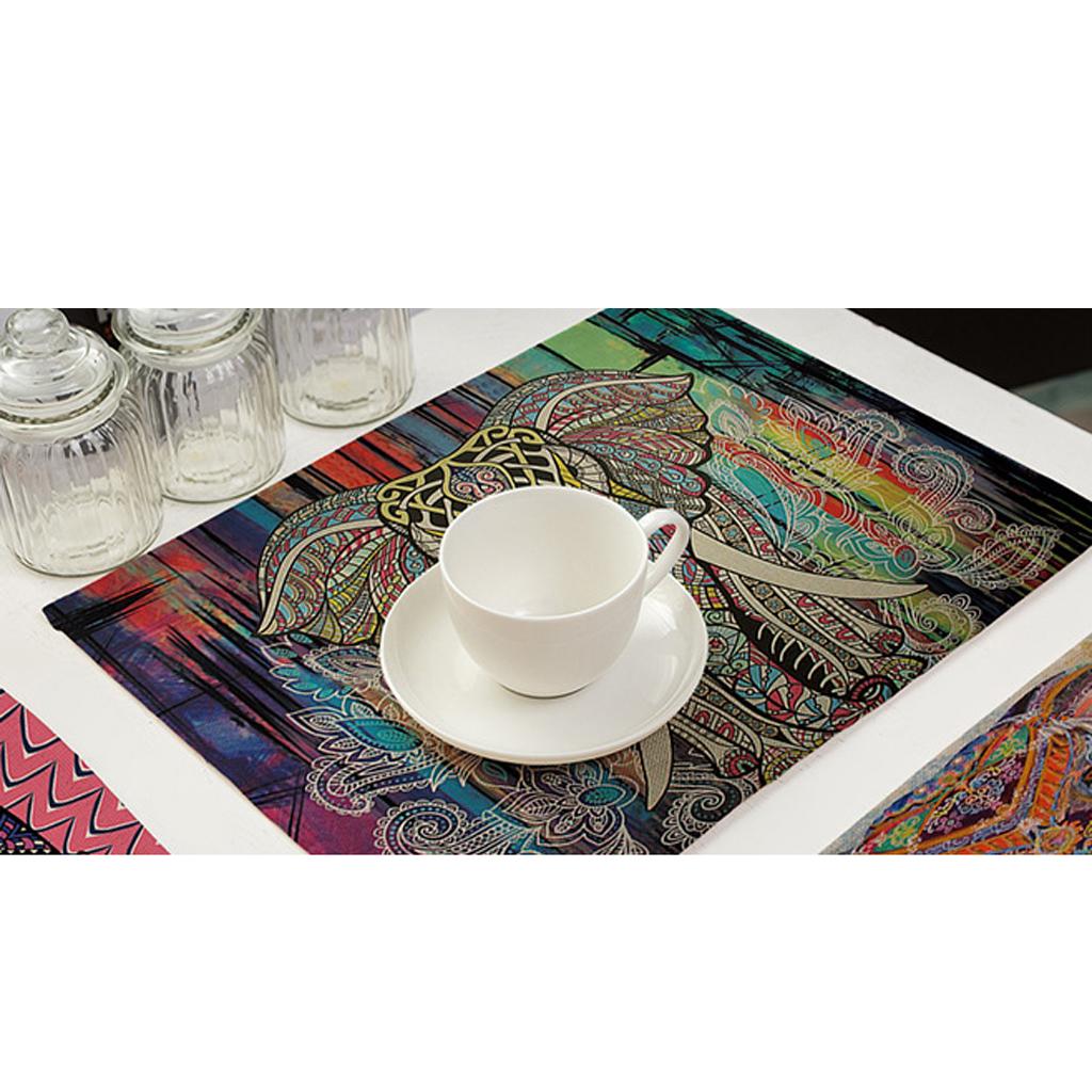 Heat-resistant Placemats Washable Elephant Theme Table Mats Placemats #1