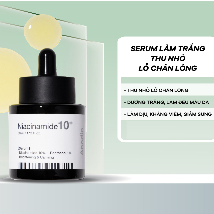 Serum làm trắng và thu nhỏ lỗ chân lông Anodin Niacinamide 10 Plus Hàn Quốc 33ml