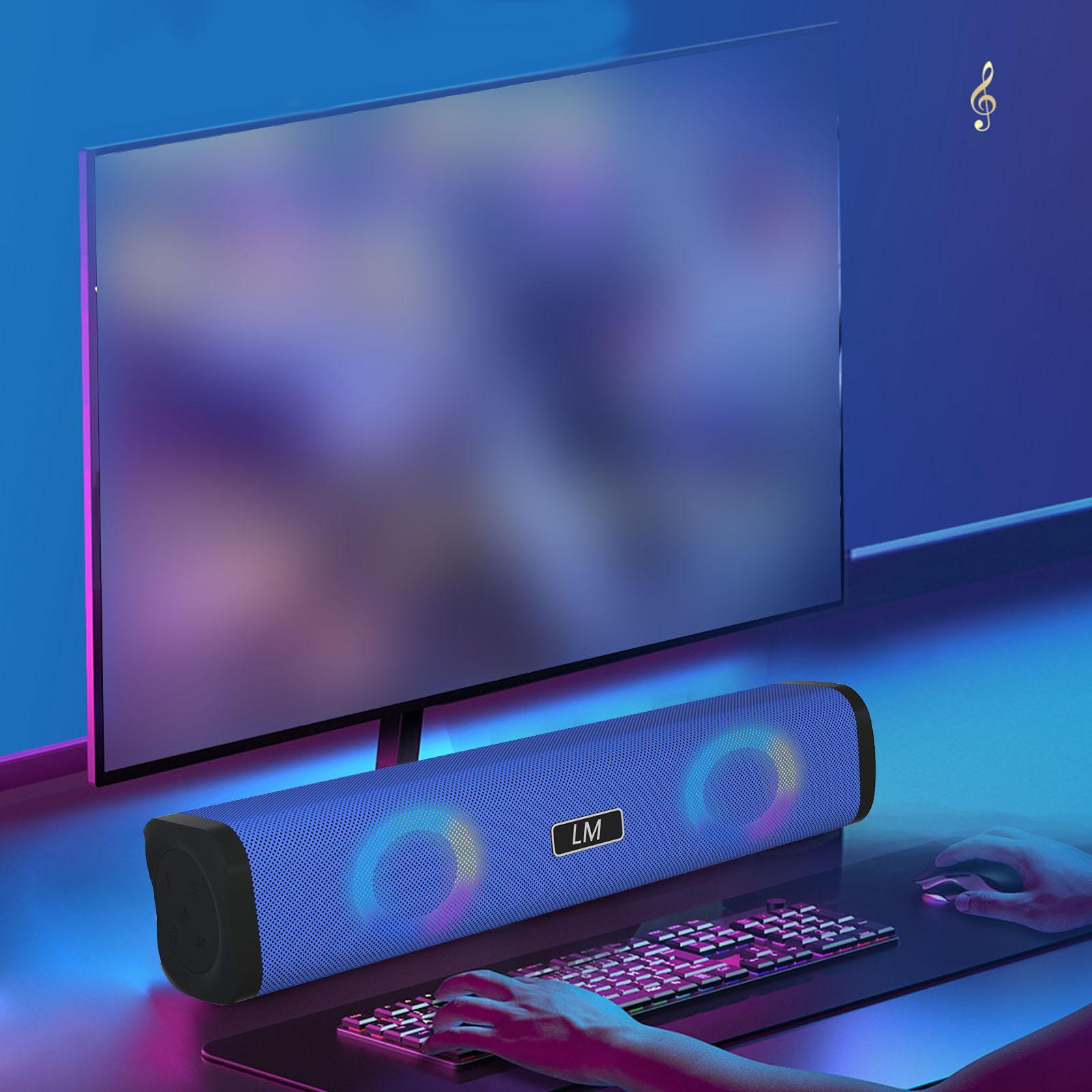 Wireless Sound Bar USB Powered Desktop Speaker for Cellphones Tablet Grb Blue