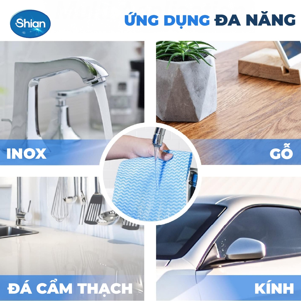 COMBO 2 Khăn lau bếp hương sả Shian 45 tờ và 1 Khăn lau đa năng Shian 50 tờ