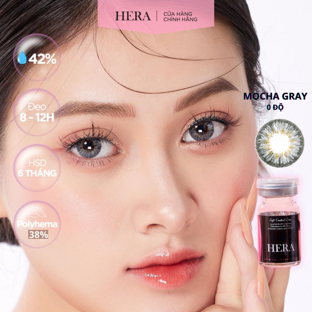 Kính Áp Tròng Hera Xám Mocha Vân Nổi Không Độ MOCHA GRAY Nhập Khẩu Hàn Quốc Lens Không Cận 6 Tháng (1 Cặp)