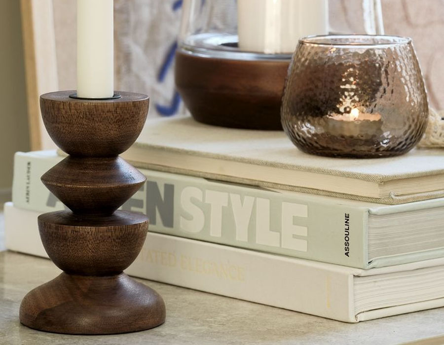 Chân nến | JYSK Janus | gỗ tự nhiên/thép | nâu | DK9xC14cm