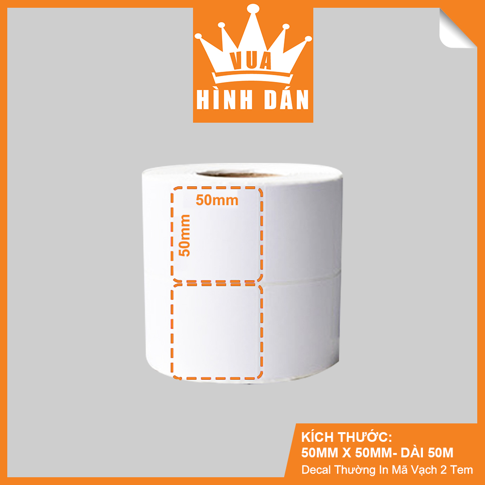 Decal Thường 50x50mm In Mã Vạch, In Tem Cuộn 50m, Khổ Giấy: 100mm