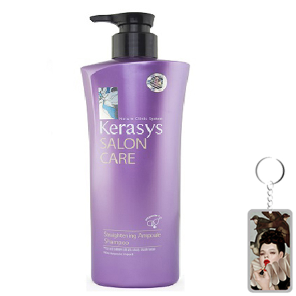 Dầu gội mềm mượt Kerasys Salon Care Straightening Hàn Quốc 600ml - Dành cho tóc thẳng + Tặng kèm móc khoá