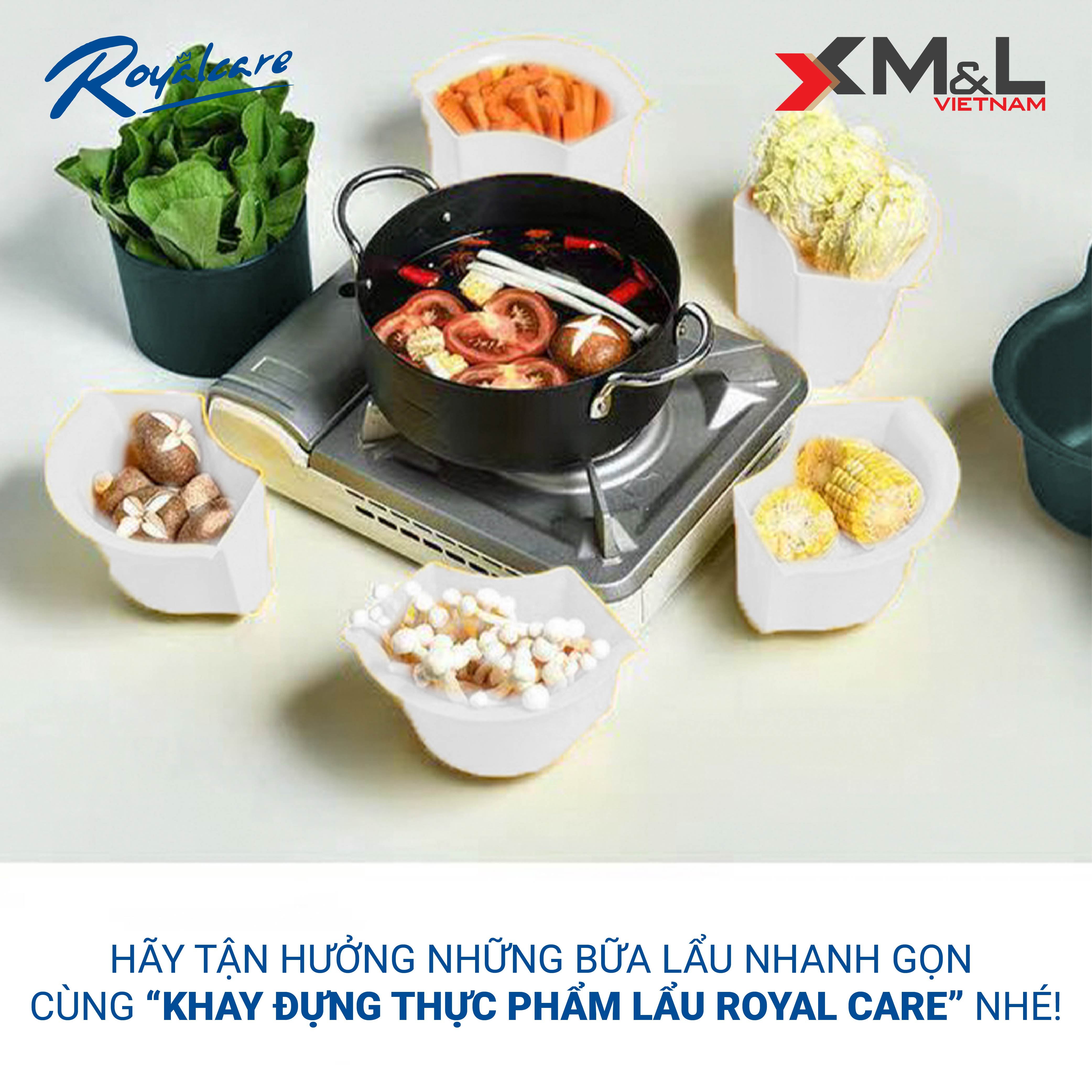 Khay đựng thức ăn, hoa quả , rau ăn lẩu đa năng M&amp;L RoyalCare xoay 360 độ nhiều ngăn phân loại thực phẩm