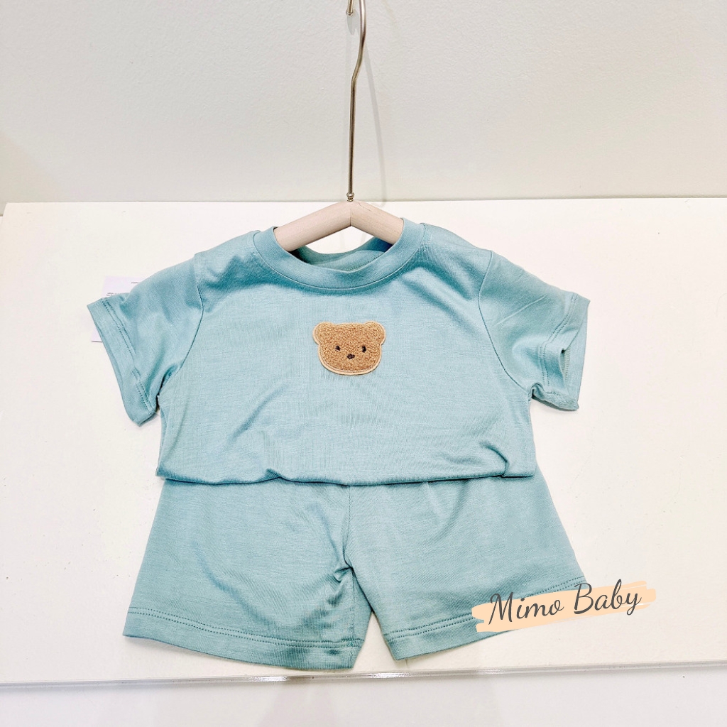 Bộ quần áo thun lạnh cộc tay đính gấu thêu đáng yêu cho bé QA78 Mimo Baby