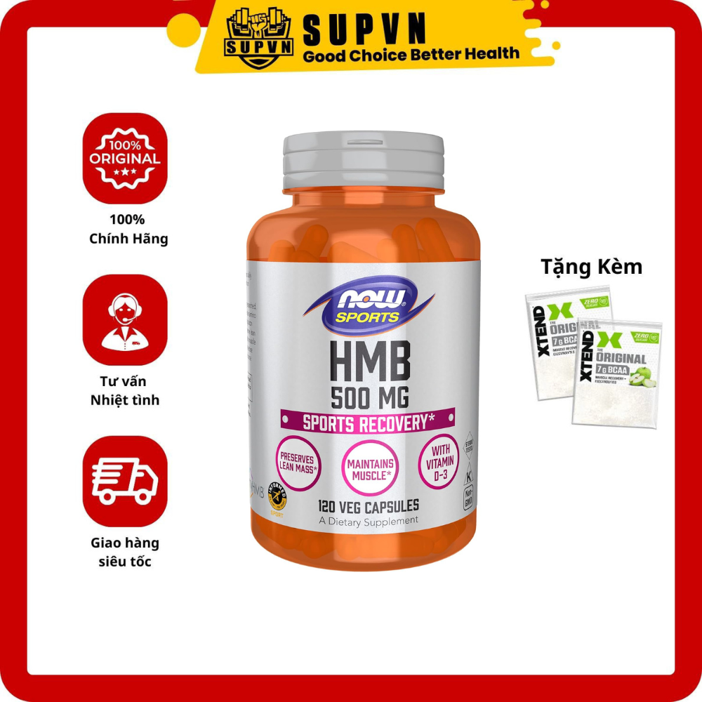 Now HMB (500mg - 120 viên) Viên Uống Phục Hồi Cơ Bắp Sau Luyện Tập