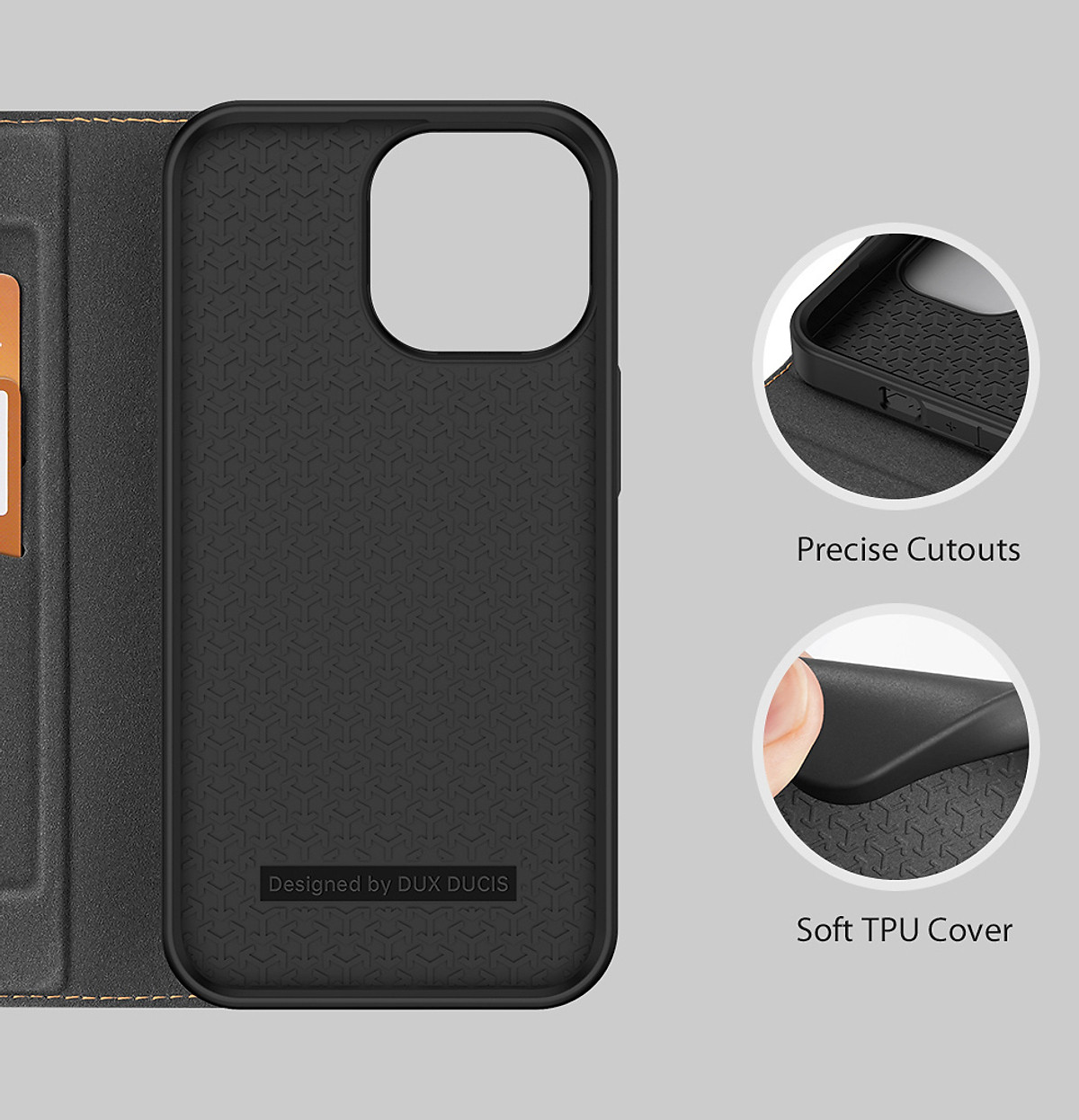 Bao da cho iPhone 14 Pro Max hiệu Dux Ducis Skin Wallet Card Chống sốc - Hàng nhập khẩu