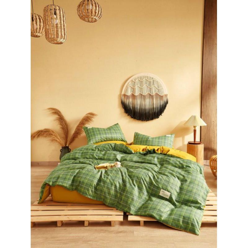 Bộ Chăn Ga Gối Cotton Tici Kẻ. Chăn Ga Phong Cách Hàn Quốc