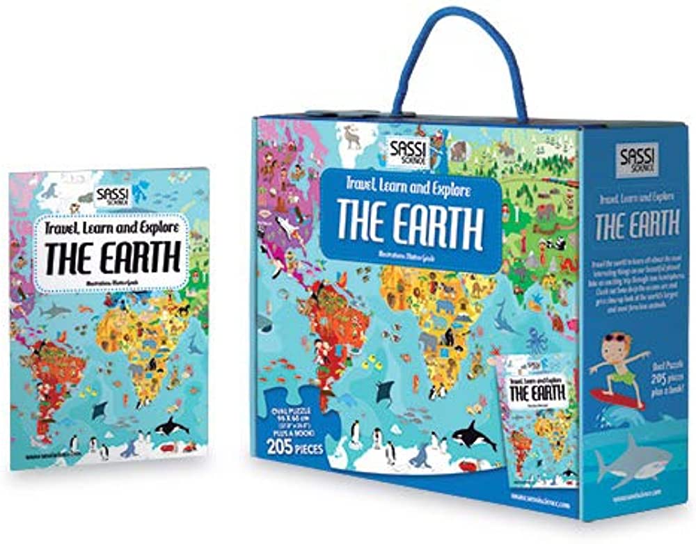 Bộ tranh xếp ghép hình 205 mảnh cho bé 6+  The Earth (Travel, Learn, &amp; Explore)