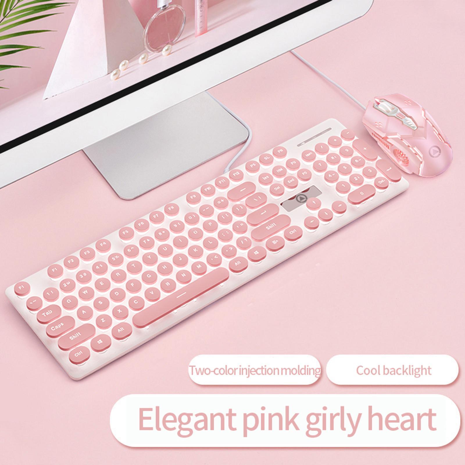 V8 Round Keycaps Gaming Wired Keyboard Mouse Illuminated, No Punch Design
