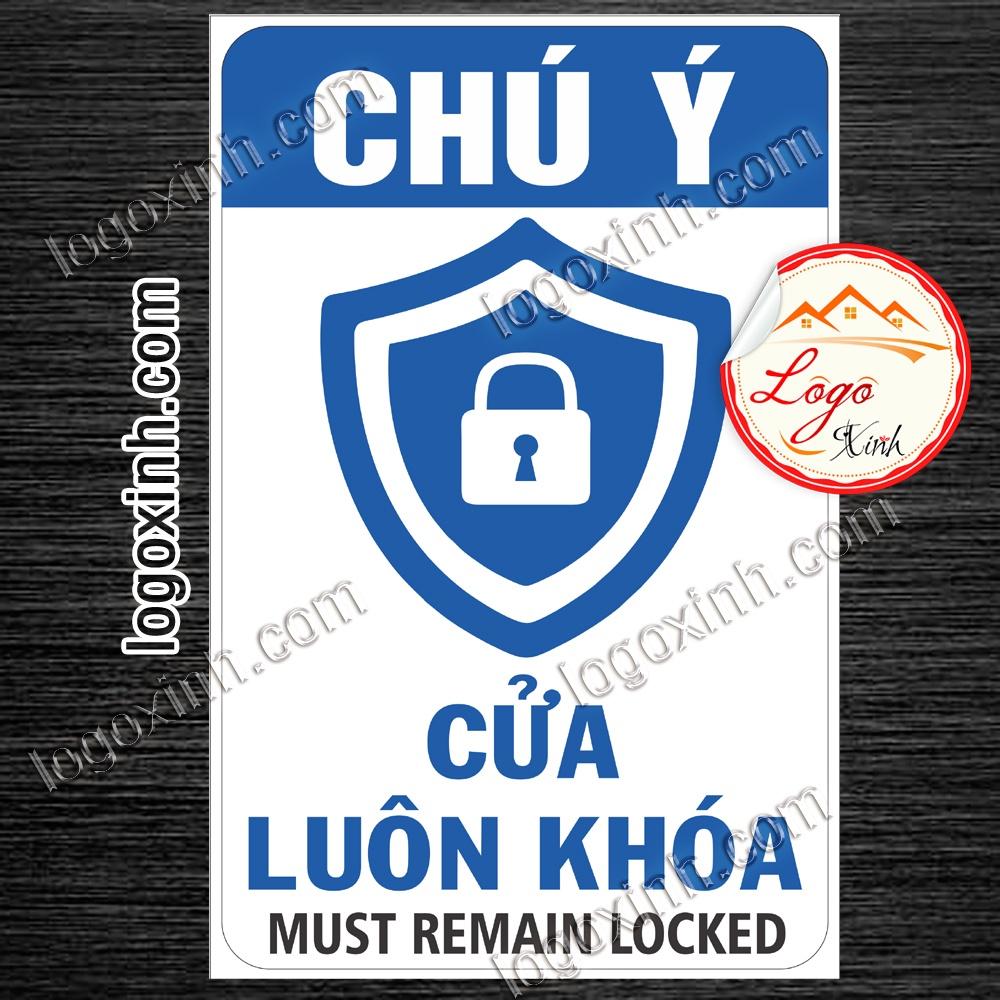 LOGO TEM STICKER CỬA LUÔN KHÓA - KEEP DOOR ALWAYS LOCKED