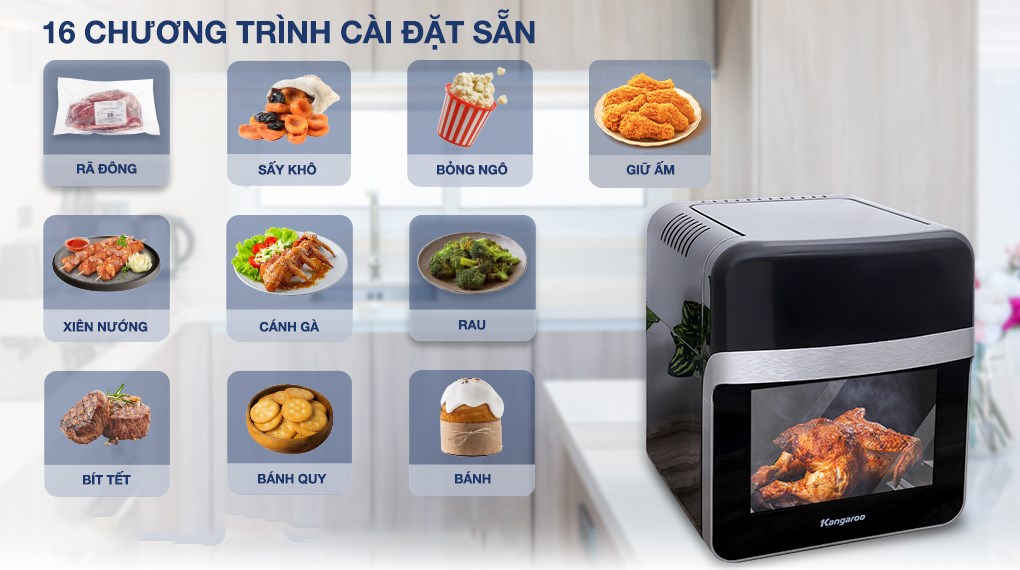 Lò chiên không dầu Kangaroo KG12AF6A 12.5 lít - Hàng chính hãng