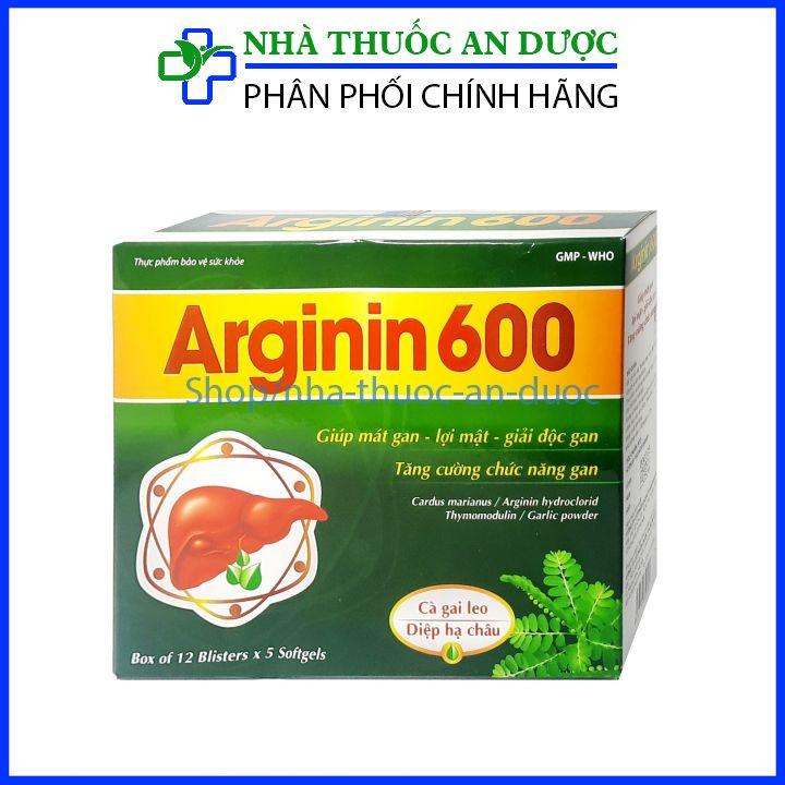 Viên uống bổ gan Arginin 600 mát gan - giải độc gan - hạ men gan Hộp 60 viên nang