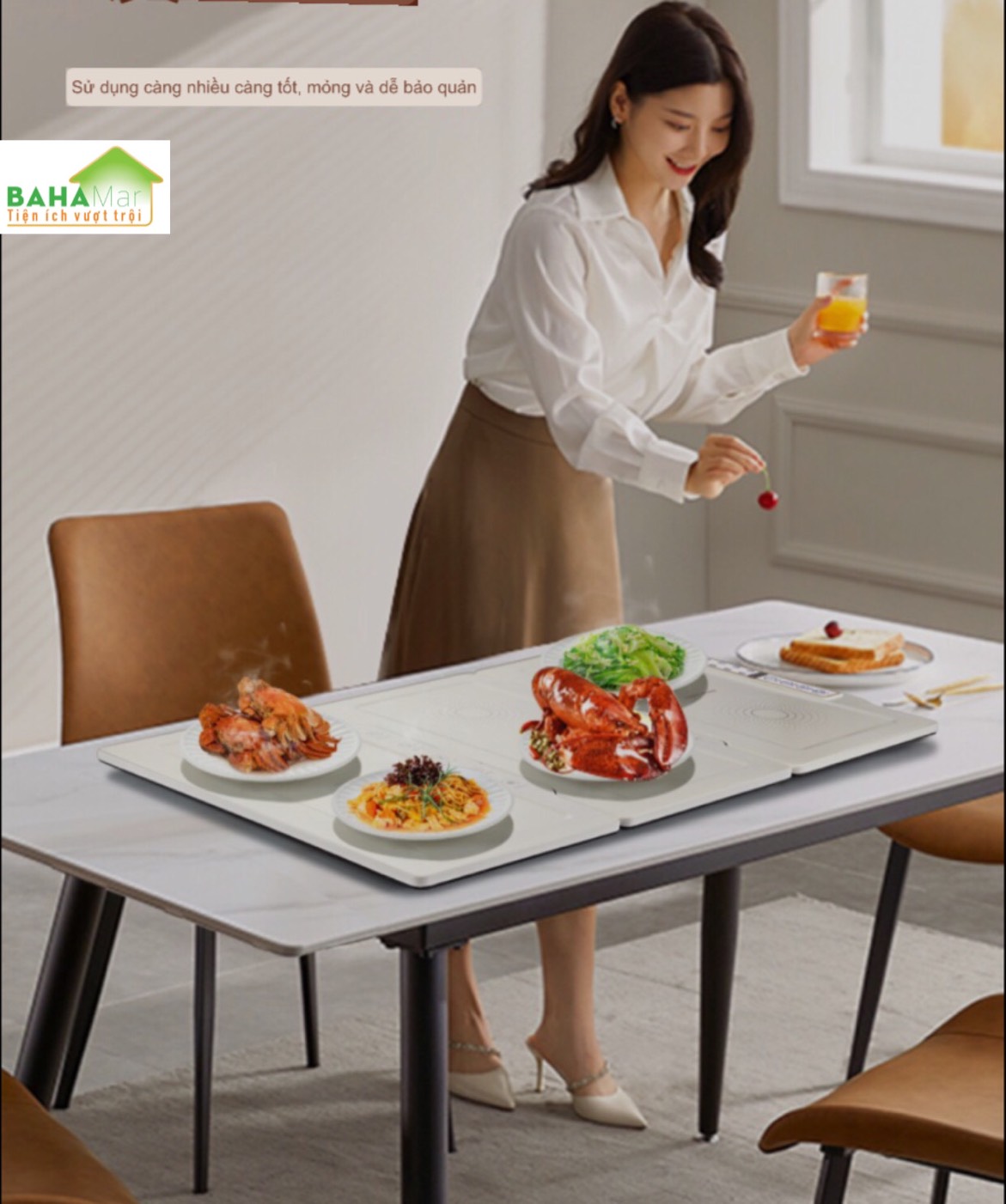 MÂM GIỮ NHIỆT THÔNG MINH HÂM NÓNG MÓN ĂN "BAHAMAR" giữ nhiệt đa năng dùng phù hợp mọi chất liệu nồi, bát, đĩa, thích hợp với nhiều loại nồi đáy phẳng chịu nhiệt cao