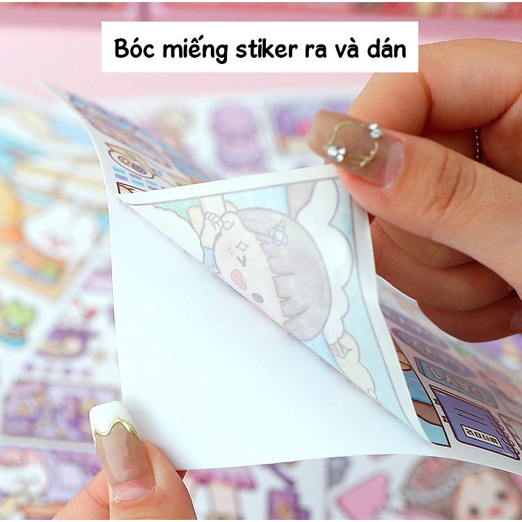 Hộp Sticker Trang Trí Sổ Tay Nhiều Họa Tiết Dễ Thương DIY - Tặng bút khắc sticker