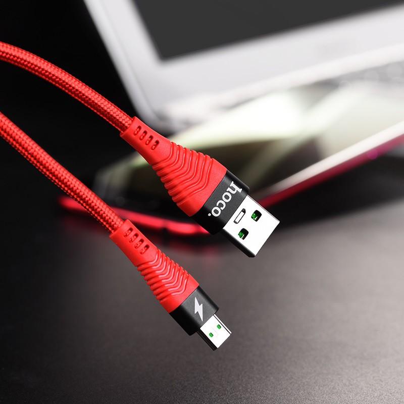 Cáp sạc cường độ cao dành cho Hoco U53 cổng microUSB 1.2M hỗ trợ điện áp tối đa 4A - Hàng chính hãng