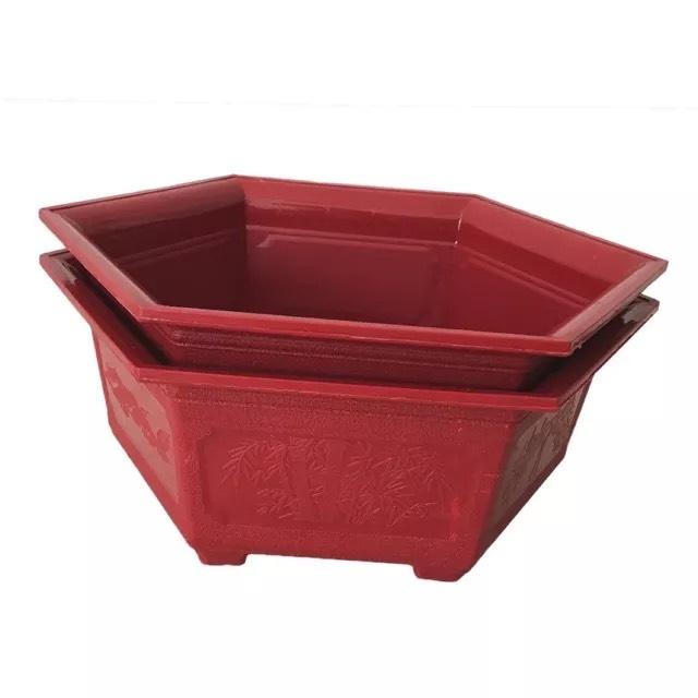 BỘ 10 CHẬU LỤC GIÁC ĐỎ , TRỒNG CÂY CẢNH , CÂY BON SAI , CHẤT LIỆU NHỰA SIÊU BỀN