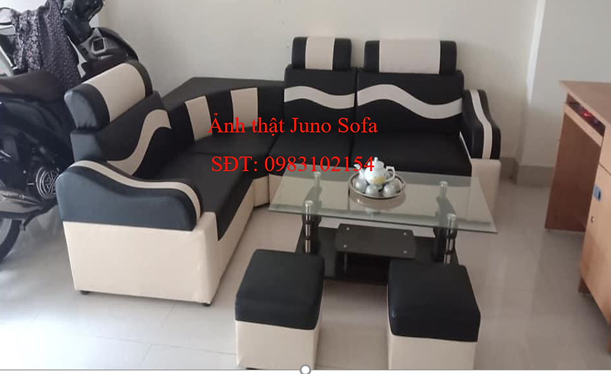 Sofa da 2m5 x 1m5 Bidata Juno Sofa ghép góc tùy ý kèm bàn kính