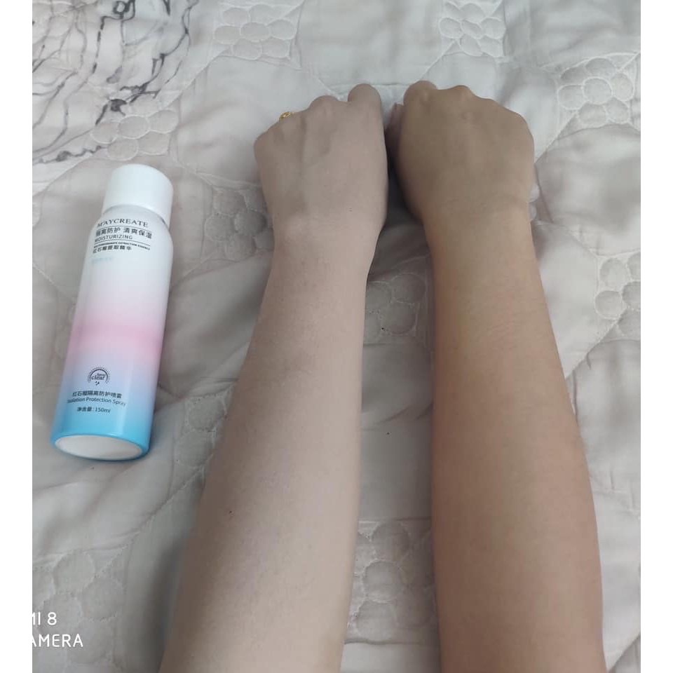Sản phẩm dụng cụ  trang điểm làm đẹp sức khỏe -Xịt chống nắng , chống tia UV chai 150ml , bảo vệ cho cả mặt và toàn thân , giữ ẩm da ,chống thấm nước ,không nhờn ,bết dính không tắc nghẽn lỗ chân lông ,phù hợp với mọi loại da