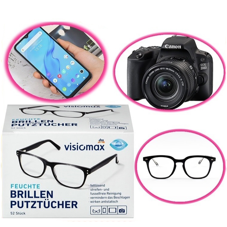 Khăn giấy lau kính Visiomax làm sạch kính mắt & màn hình Đức 52 tờ