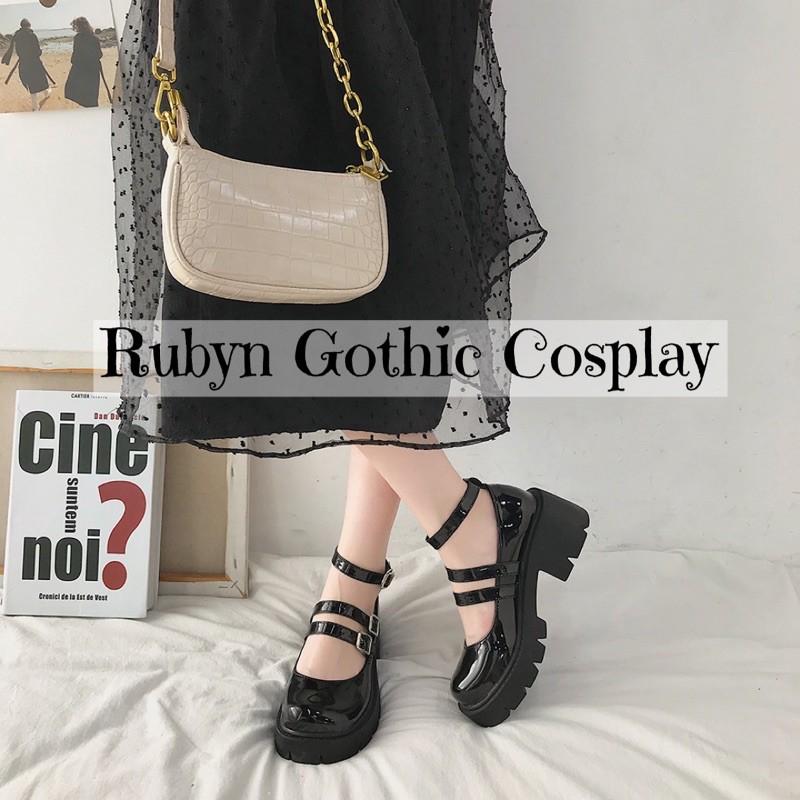 Giày Búp Bê Lolita Đế Cao Cosplay học sinh Nhật Bản ( BÓNG VÀ NHÁM )