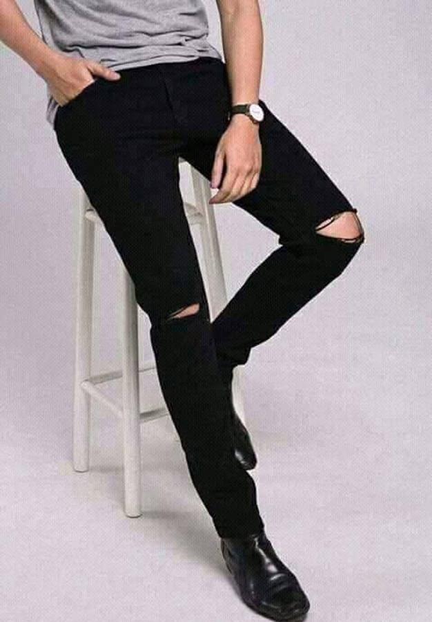 Quần Bò Nam Đen Rách Gối Thời Trang RACHGOI54 - Rách Gối