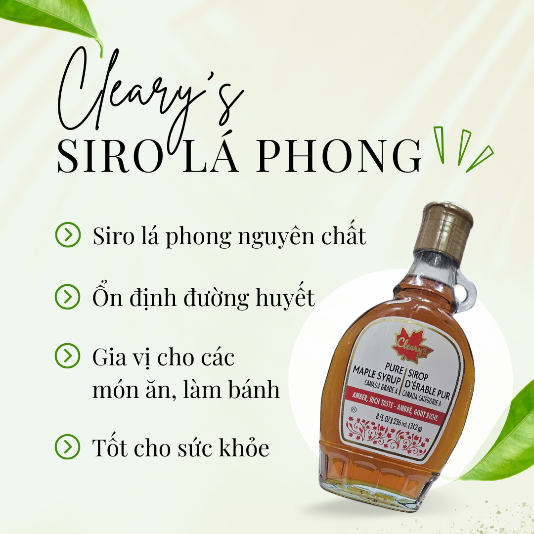 Siro Lá phong làm bánh siro dùng pha chế thức uống, làm bánh - 236ML Hiệu Cleary's CANADA