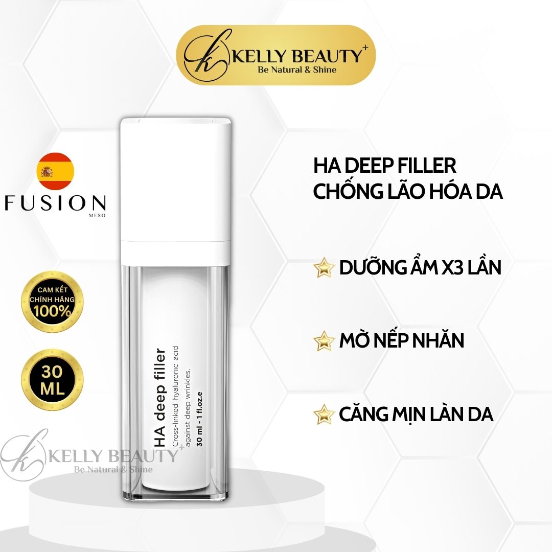 Fusion HA Deep Filler - Tinh Chất Căng Bóng Da; Dưỡng Ẩm Gấp 3 Lần Giúp Mờ Nếp Nhăn, Ngừa Mất Nước - Kelly Beauty