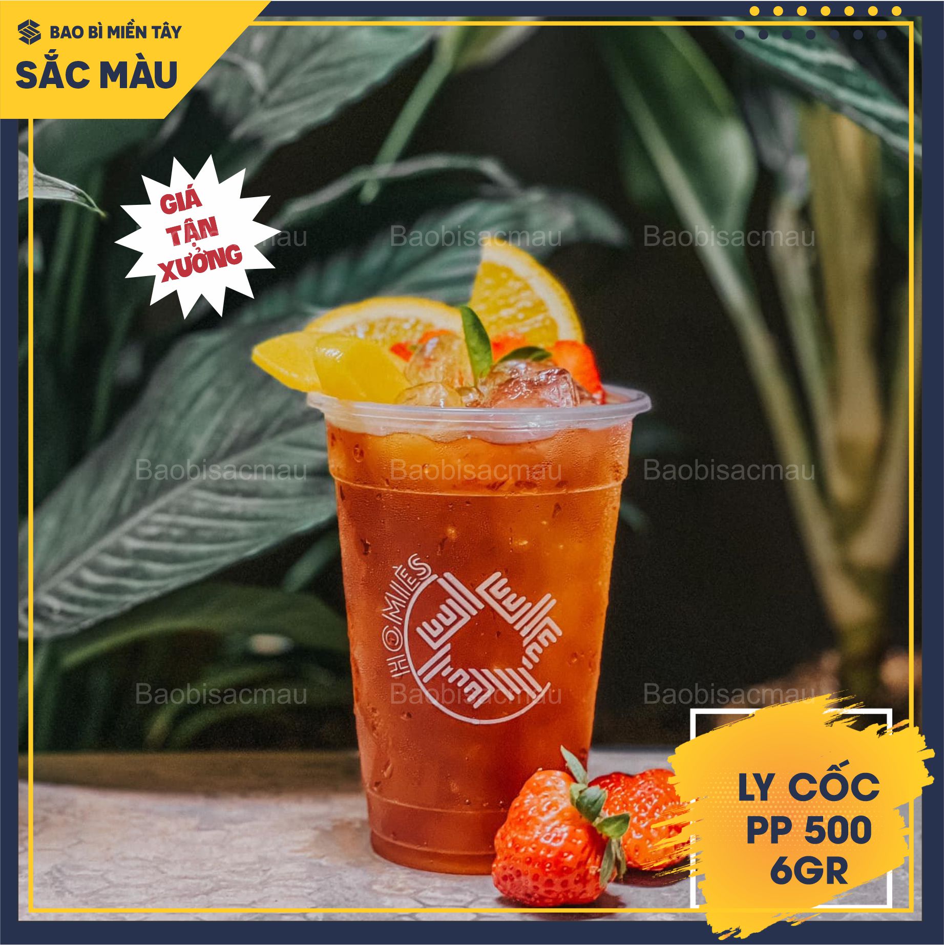 Sỉ 50 cốc nhựa/ ly nhựa PP 500ml kèm nắp